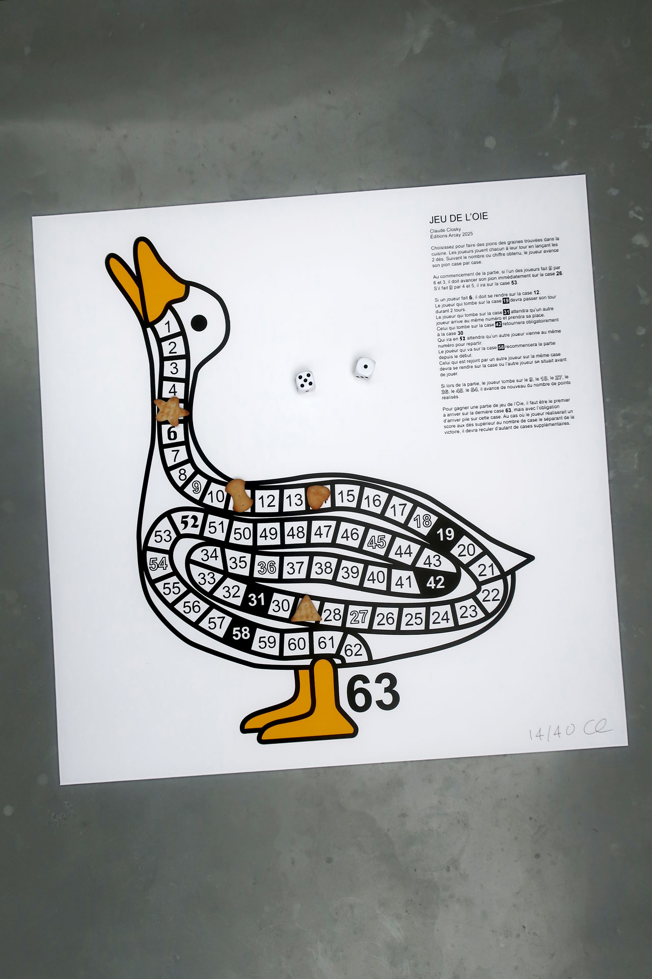 Claude Closky, ‘Jeu de l’oie [Game of the Goose],’ 2025, Editions Arcay, Paris. Screen print on 350 g card, 50 x 50 cm.